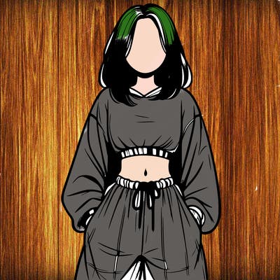 realistic girl faceless with baggy pants and a crop top