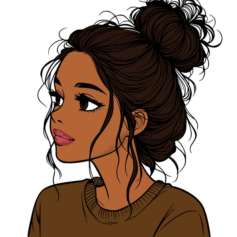 a realistic girl with a messy bun