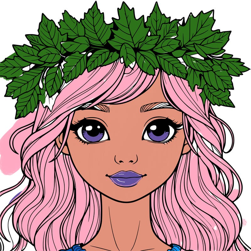 realistic girl with fall leaf crown