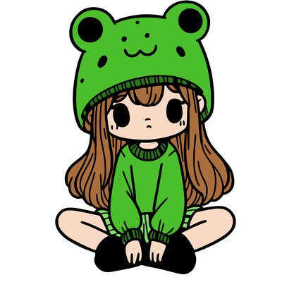 a girl wearing a frog hat and some frog socks