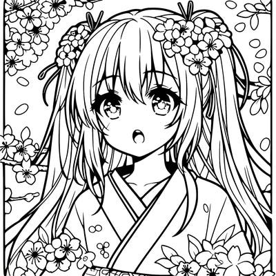 anime girl with cherry blossom