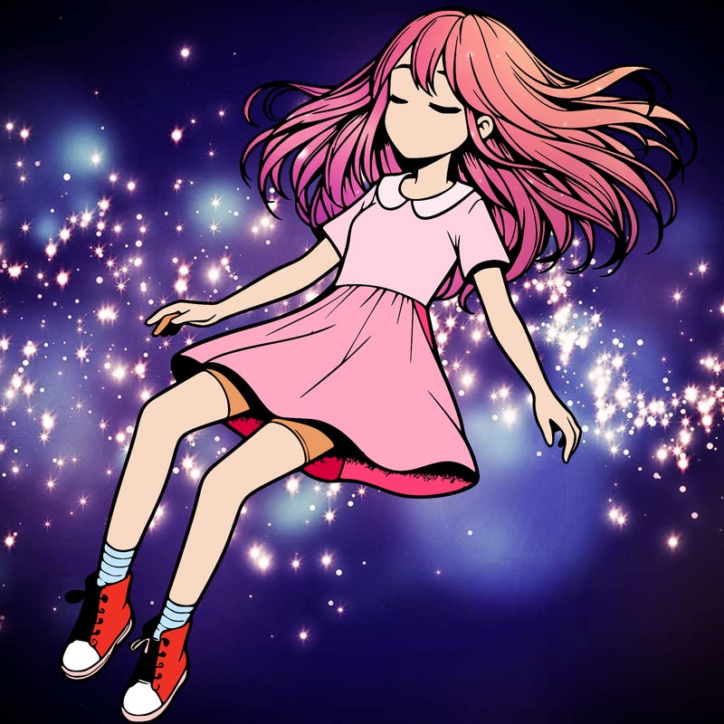 realistic girl floating