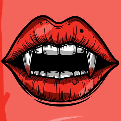 lips with vampire teeth