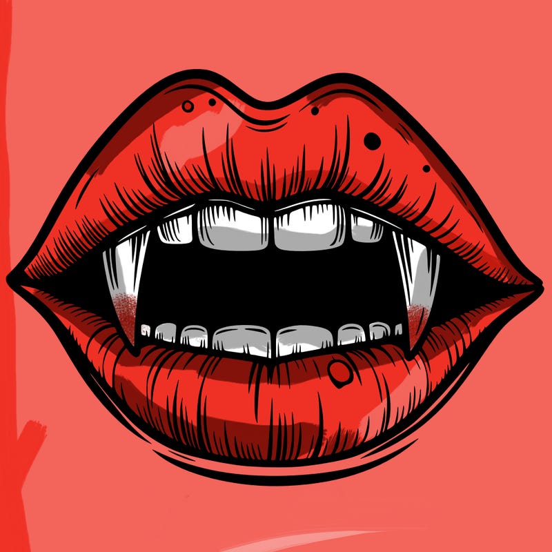 lips with vampire teeth