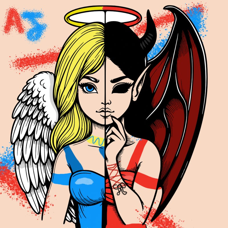 realistic angel half demon