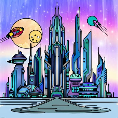 futuristic city%2c very thin lines