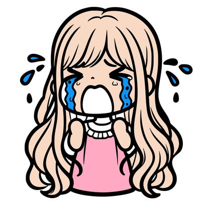 a girl crying with long hair