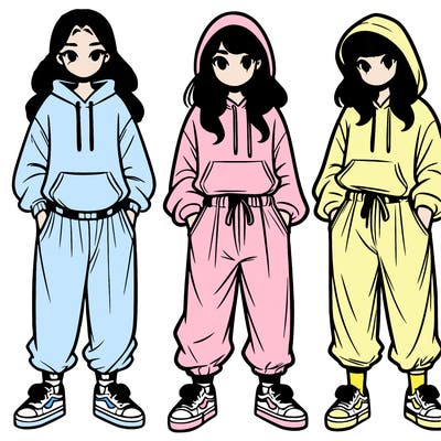 teenager girl wearing baggy pants and hoodie