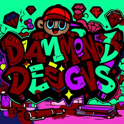 graffiti font with graffiti background saying “diamond designs”