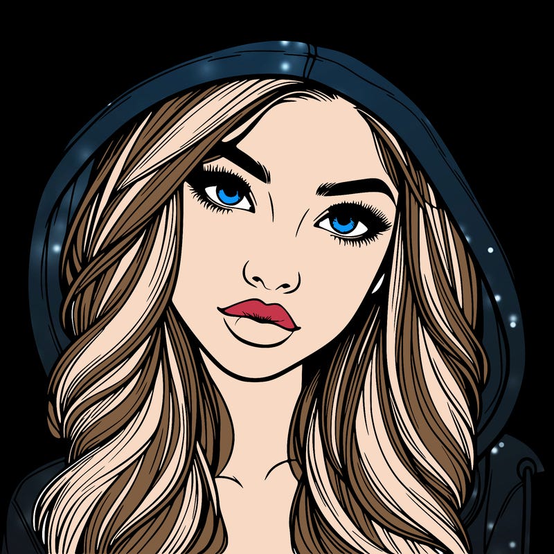 realistic beautiful girl with a hood on