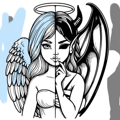 realistic angel half demon