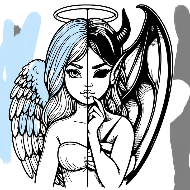 realistic angel half demon