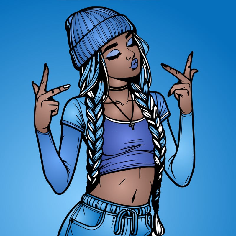 realistic teenage girl with braids and a beanie and crop top doing 🫶🏼