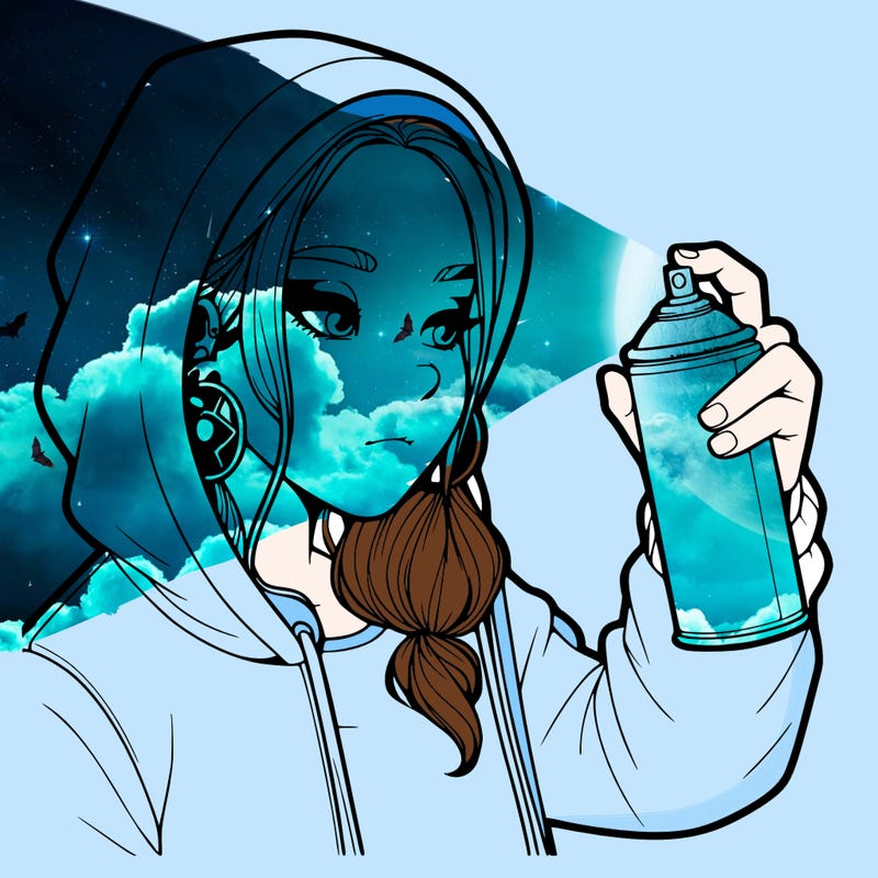 a realistic girl, spray painting