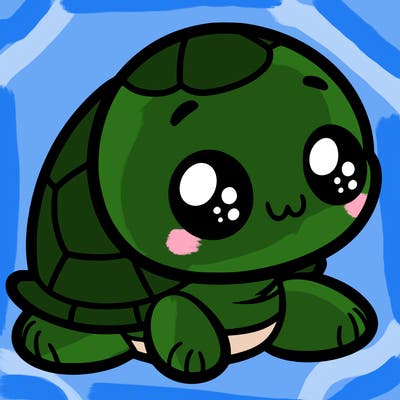 cute little animated turtle