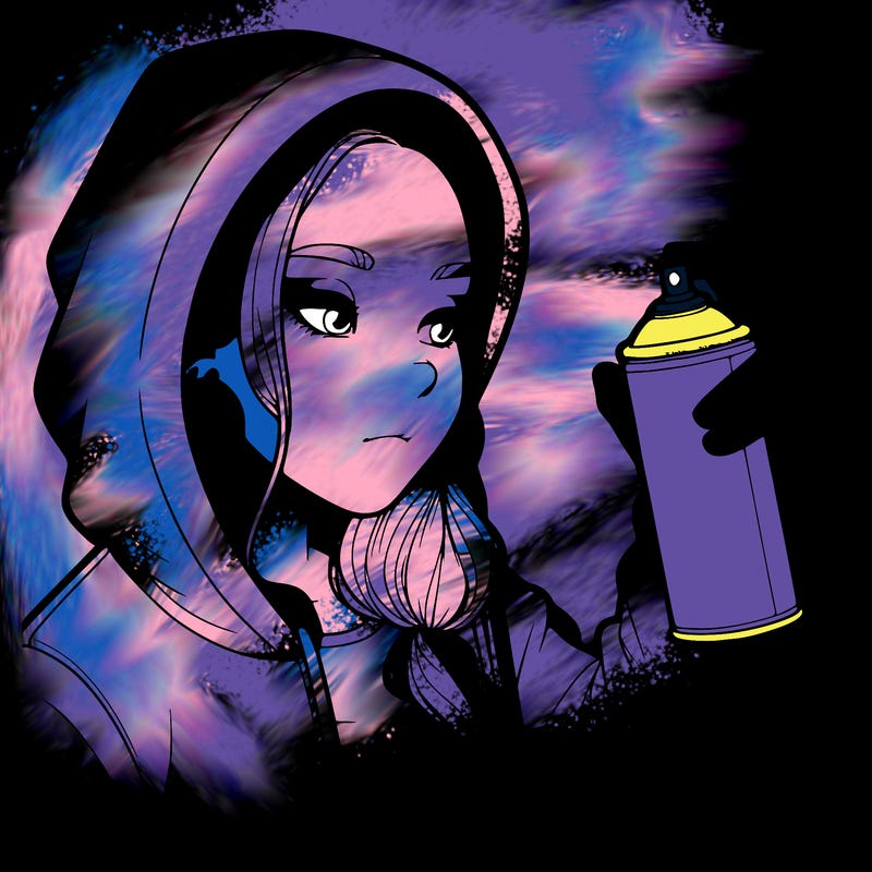 a realistic girl, spray painting