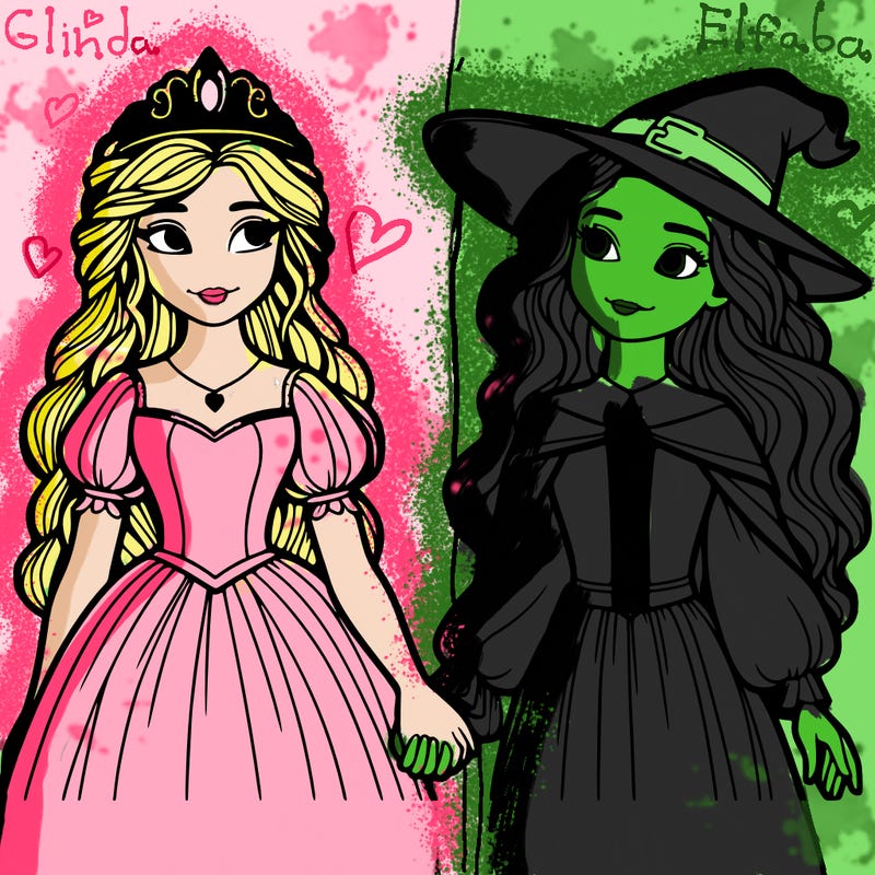 a princess and a witch holding hands realistic
