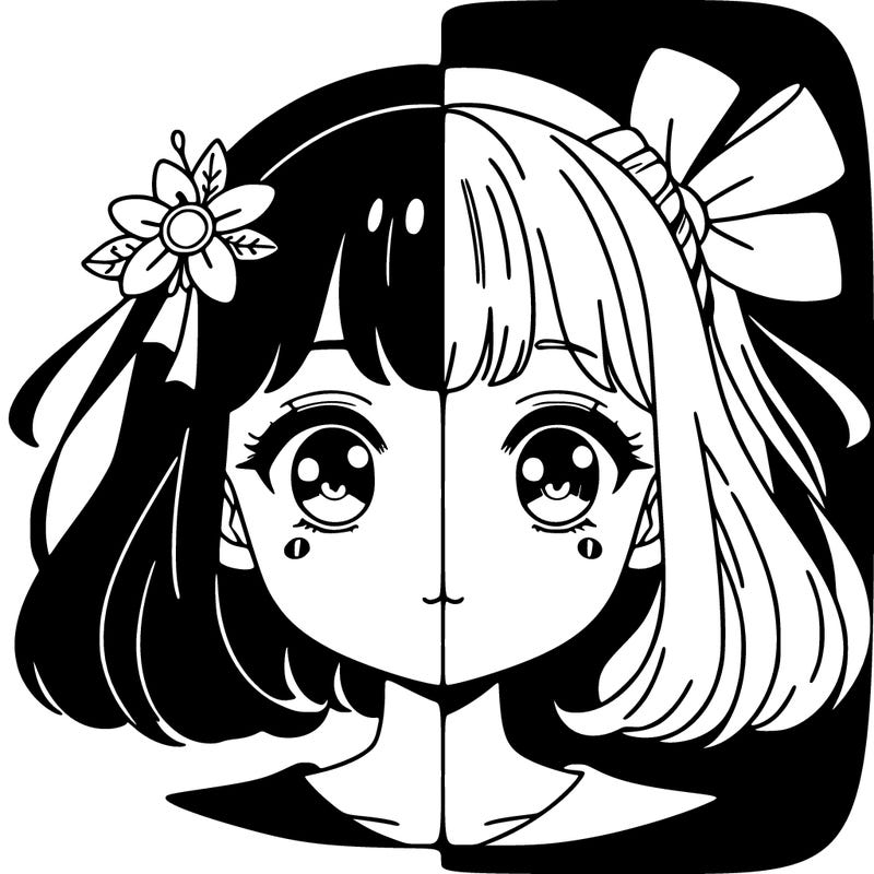 split art with an anime girl