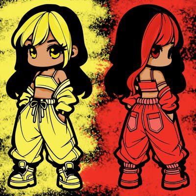 girl in crop top and baggy pants