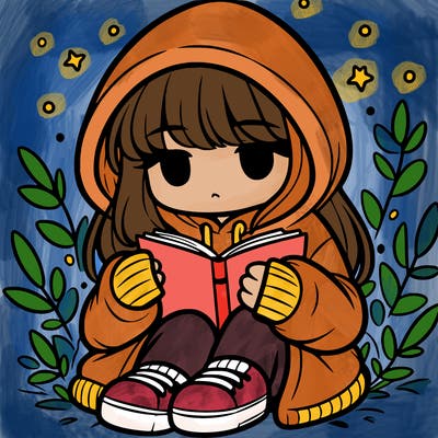 girl in oversized hoodie reading a book
