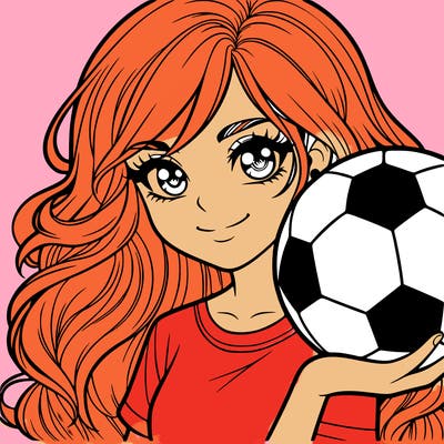 pretty teen girl holding soccer ball