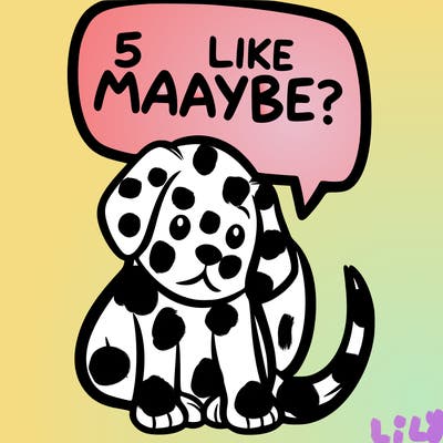a puppy that says 5 like maybe