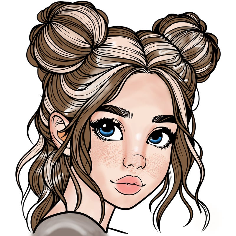 realistic girl with hair buns on her head