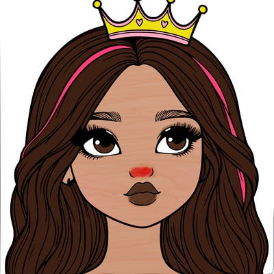 a realistic girl with a crown on
