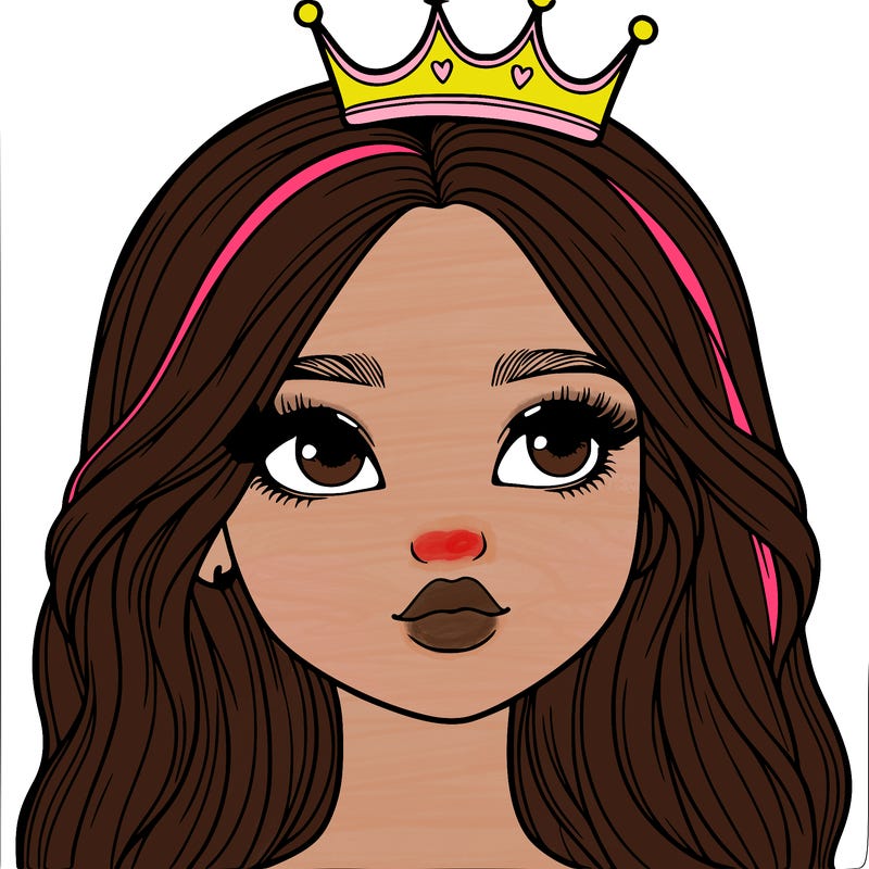 a realistic girl with a crown on