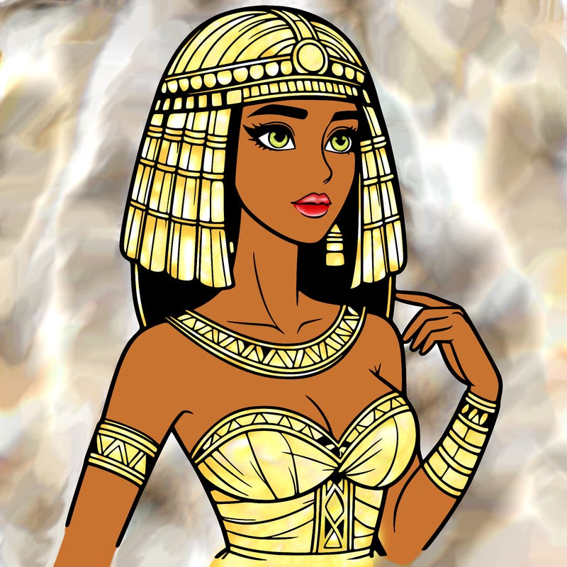 realistic woman wearing a cleopatra costume