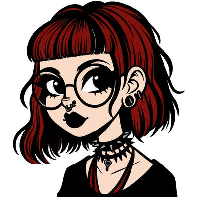 gothic girl with a mullet and glasses