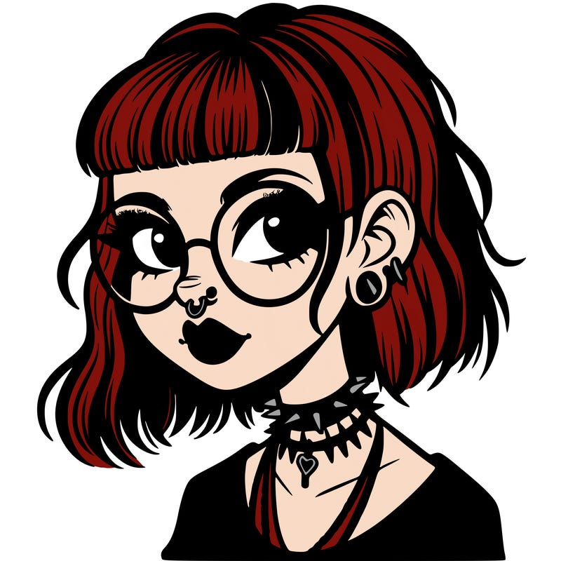 gothic girl with a mullet and glasses
