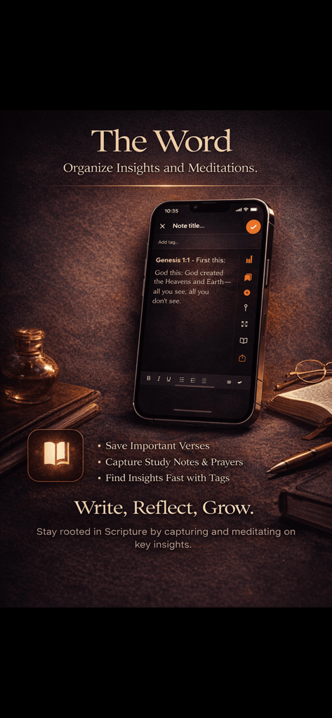 iPhone, das die Notiz- und Meditationsfunktion der Just The Word App zeigt.