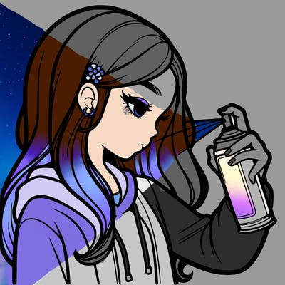 a realistic girl spray painting