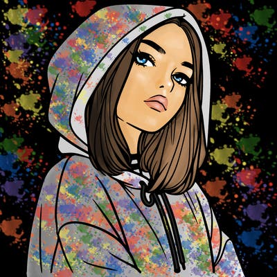 a realistic girl in a hoodie