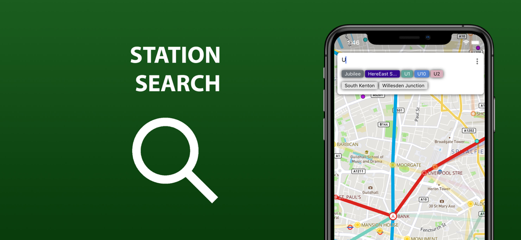모바일 기기에서 City Transport Map Guangzhou 앱 역 검색 기능