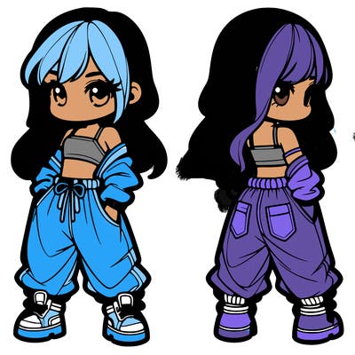 girl in crop top and baggy pants