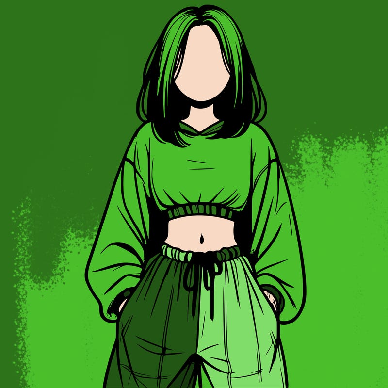 realistic girl faceless with baggy pants and a crop top