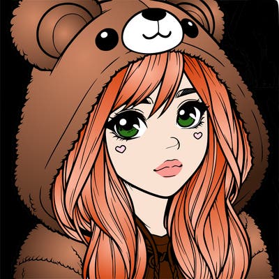 realistic girl in a bear hoodie