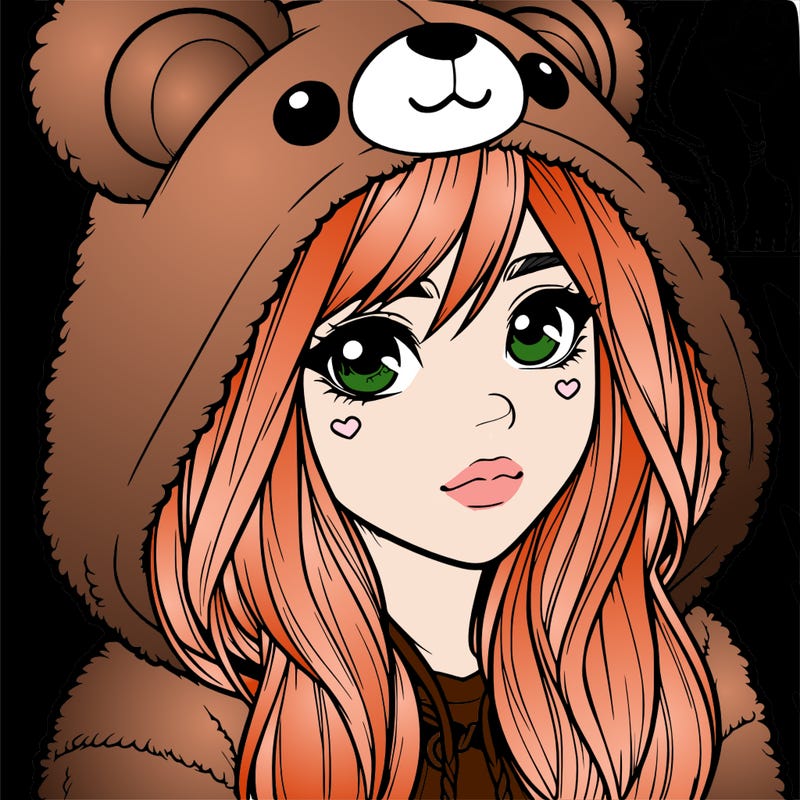 realistic girl in a bear hoodie