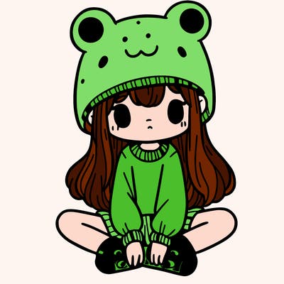 a girl wearing a frog hat and some frog socks