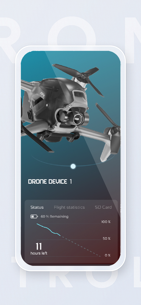 Go Fly Drone Remote Controller - La aplicación Go Fly Drone Remote Controller muestra el estado de la batería del dron y estadísticas de vuelo