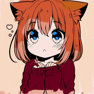 shy anime catgirl