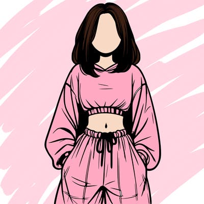 realistic girl faceless with baggy pants and a crop top