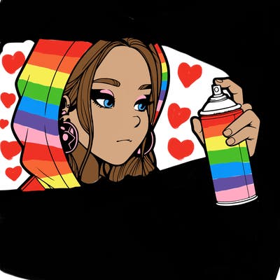 a realistic girl, spray painting