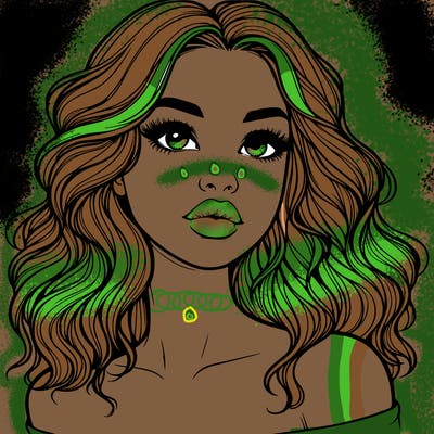 realistic girl with wavy hair and lips