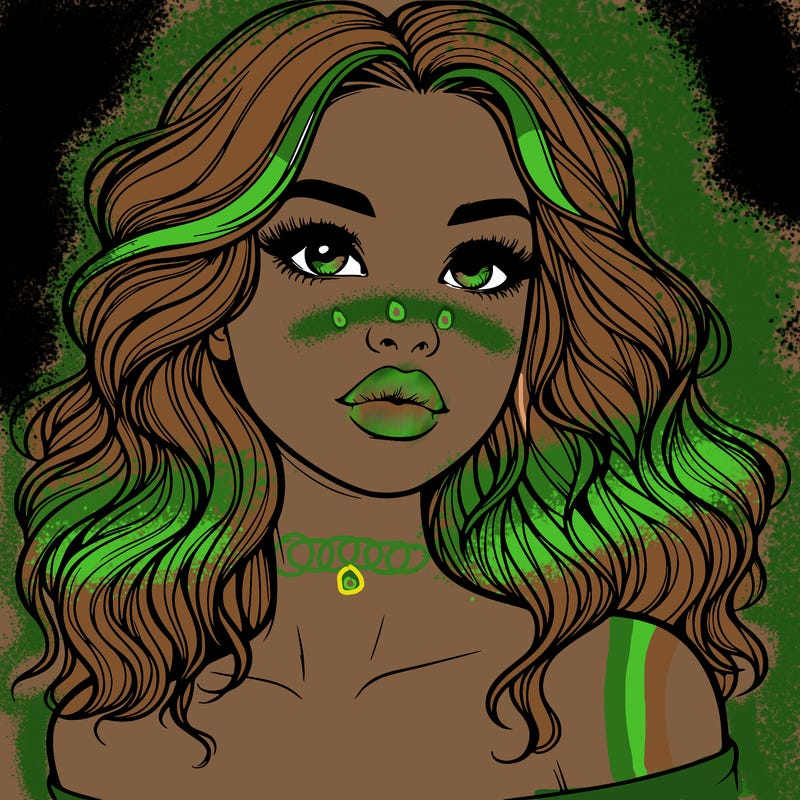 realistic girl with wavy hair and lips