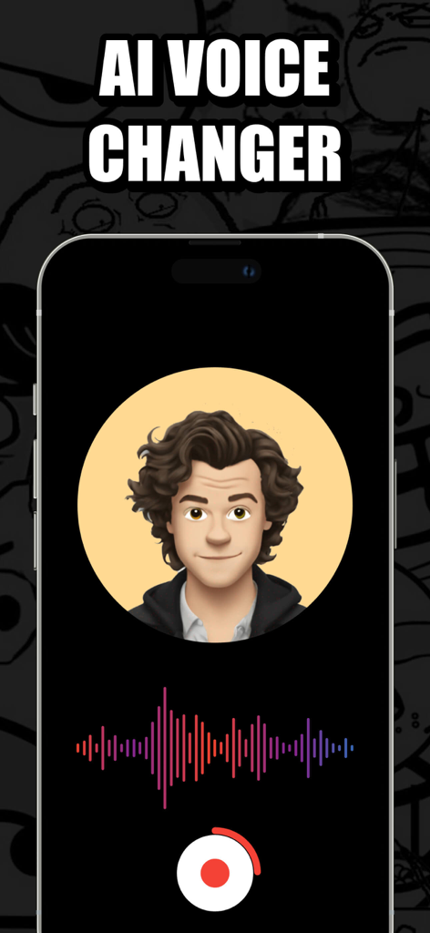 AI voice changer feature interface on a smartphone screen
