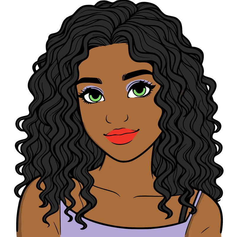 realistic, teenage girl with curly hair