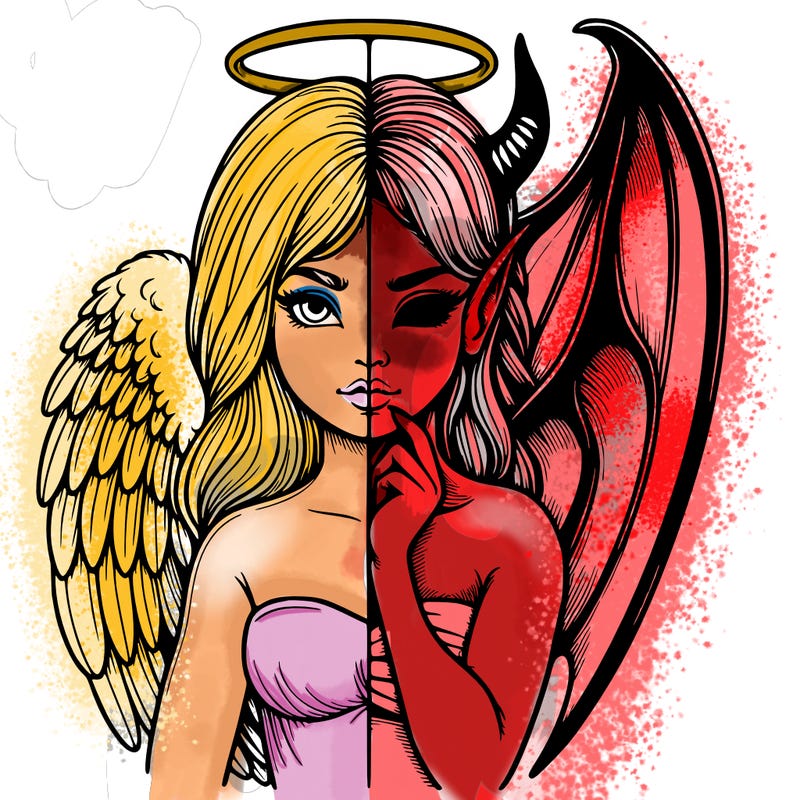 realistic angel half demon